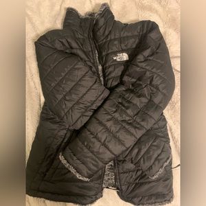 black fur the north face puffer jacket